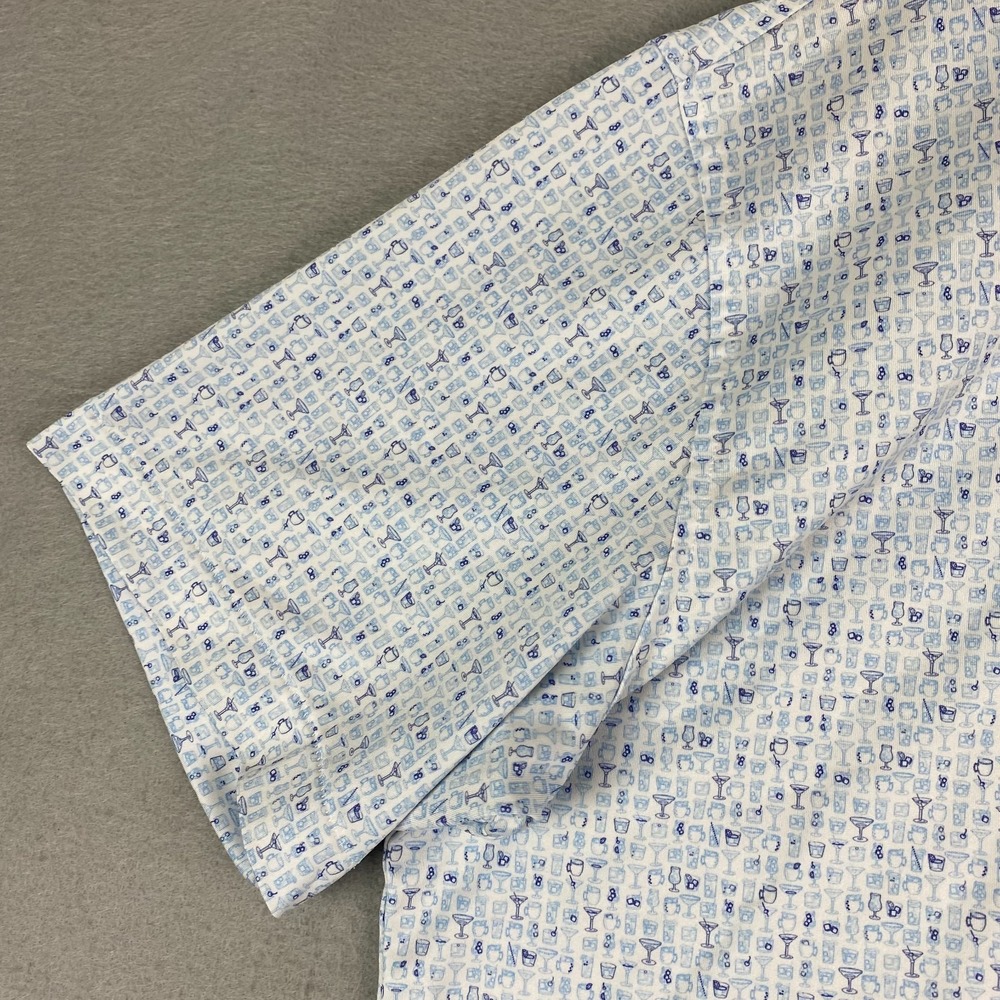 Peter Millar Golf Polo shirt M Cocktail Friday Margarita White Blue Print AOP - Picture 5 of 15